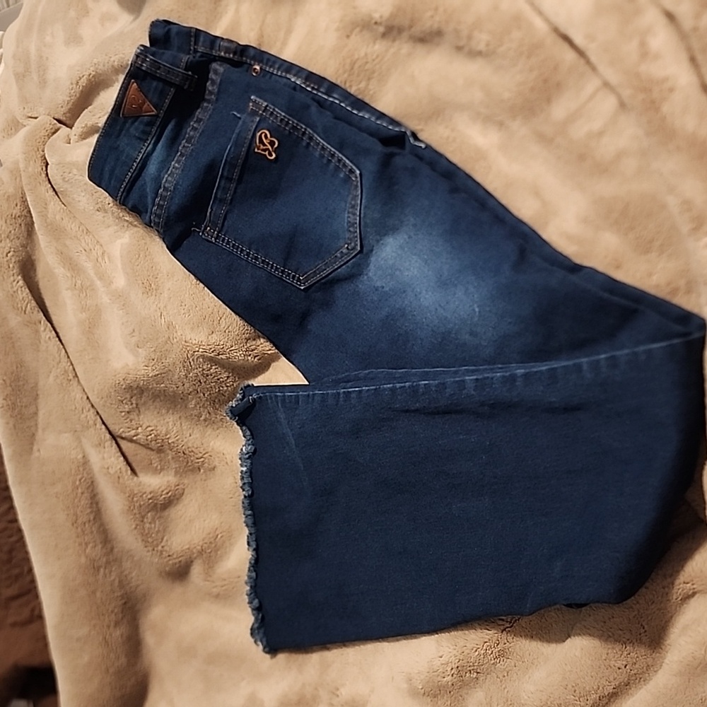 Dark/mid wash flare jeans